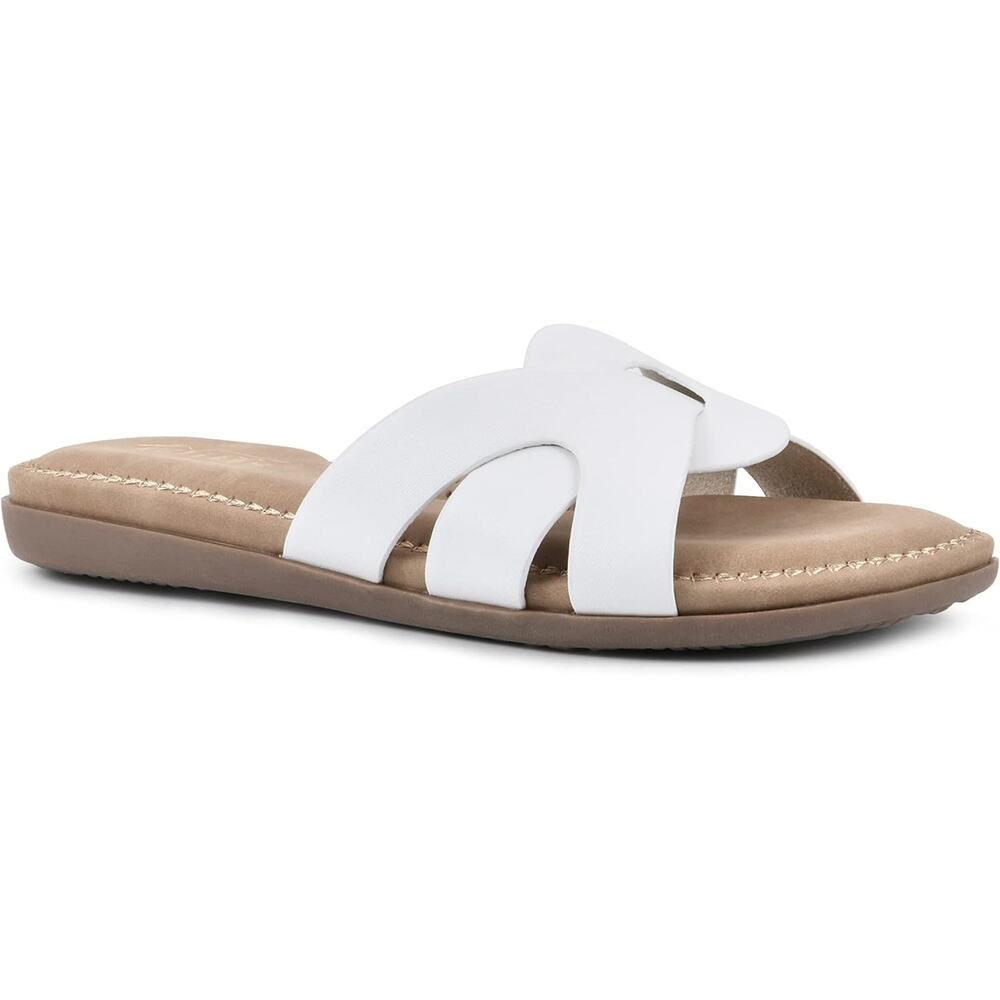 Cliffs White Mountain Women Fortunate Slide Sandals Size US 7.5M White Burnish